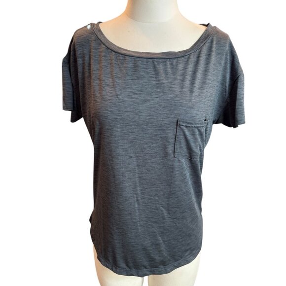 VUORI Lux Performance Pocket Tee Charcoal heather grey Size Small EUC - Picture 2 of 8